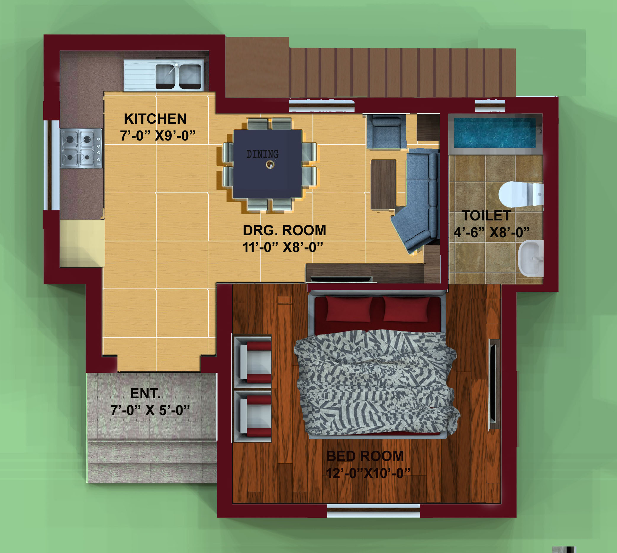 2D architectural floor plan drawing by Mehar Graphics